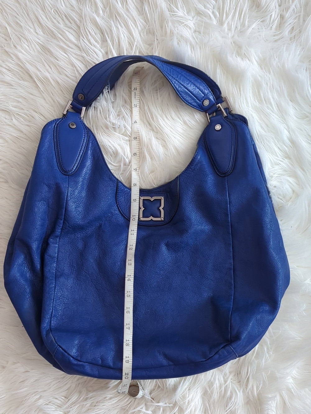Blue Leather Hobo Shoulder Bag
